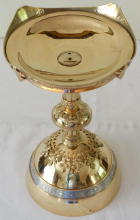 Solid silver gilt antique French Romanesque Chalice.